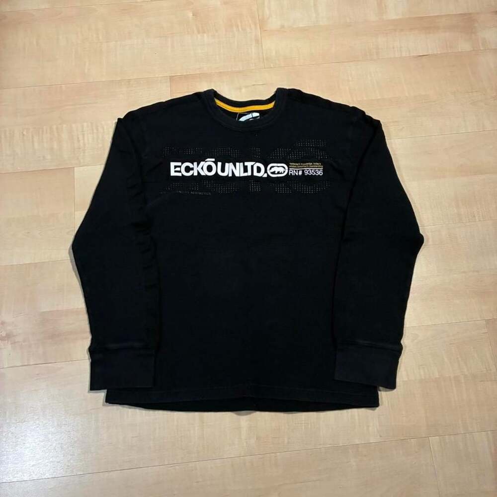 Ecko Unltd Thermal Shirt Size Large Black Y2K Logo Long Sleeve
